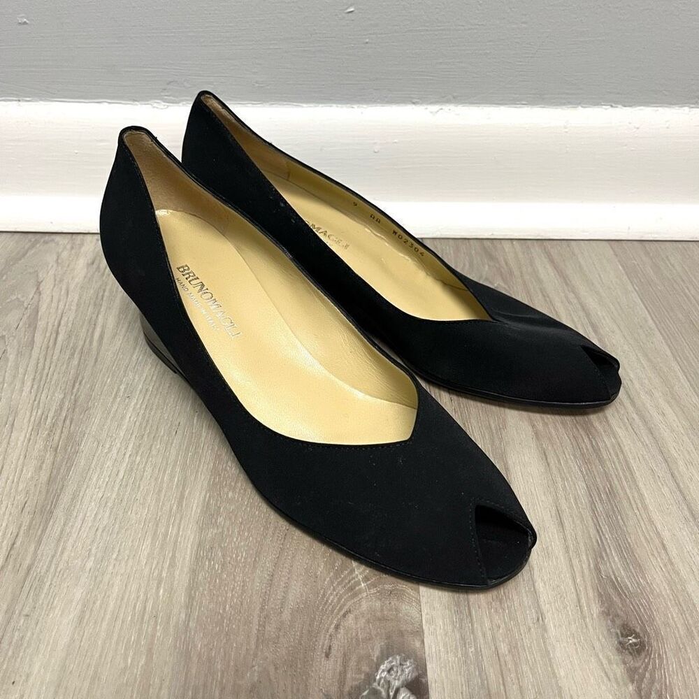 Bruno Magli Heels Women's 9AA (Narrow) Dark Navy Blue (almost black) Peep Toe We